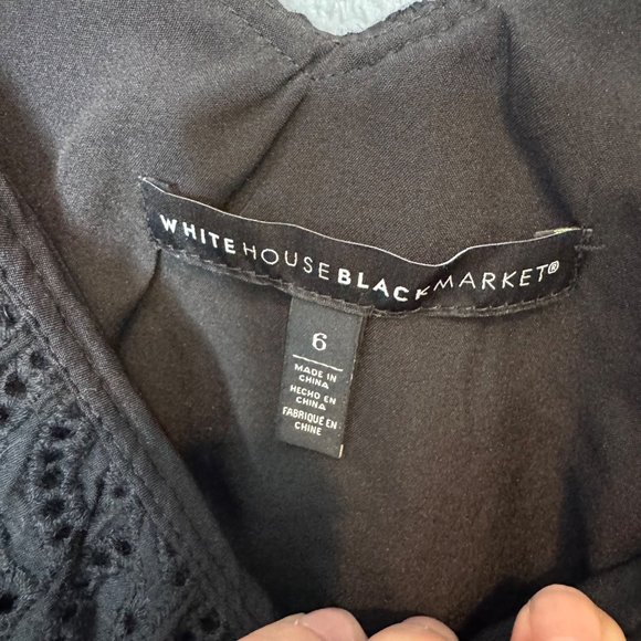 WHITE HOUSE BLACK MARKET eyelet ruffle tank in black size 6 - Picture 5 of 7